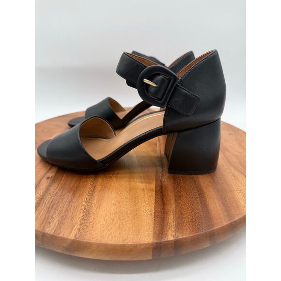 Vionic Chardonnay Heeled Strappy Black Leather Supportive Sandal Women’s Size 10 - Picture 5 of 9